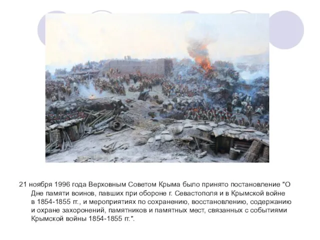 21 ноября 1996 года Верховным Советом Крыма было принято постановление "О