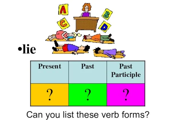 lie Can you list these verb forms?