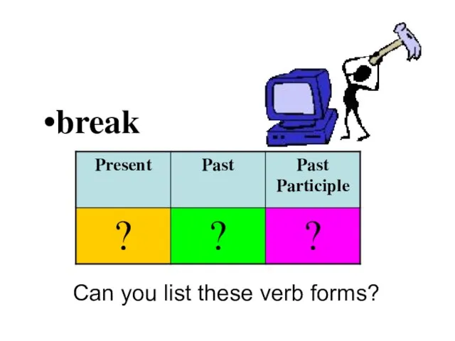 break Can you list these verb forms?