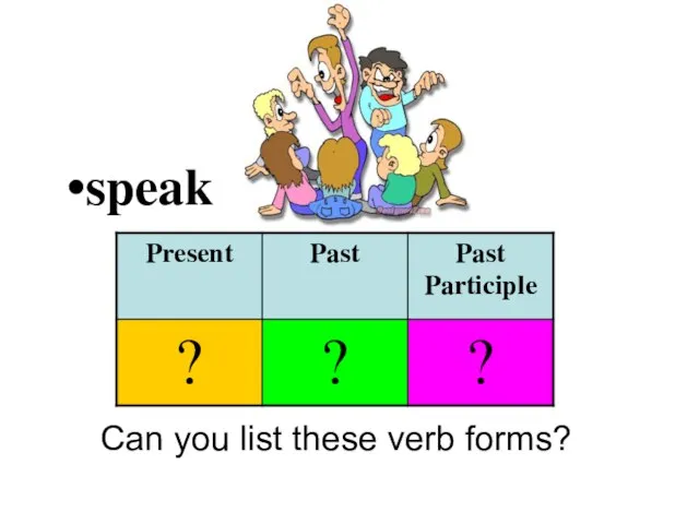 speak Can you list these verb forms?