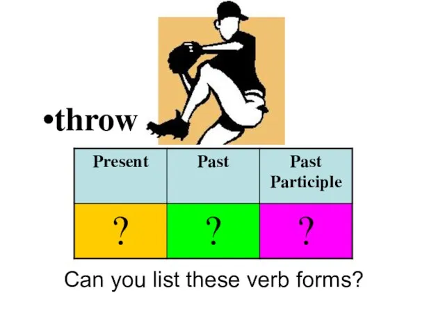 throw Can you list these verb forms?