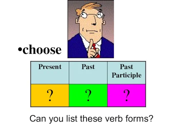 choose Can you list these verb forms?