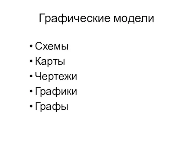 Графические модели Схемы Карты Чертежи Графики Графы