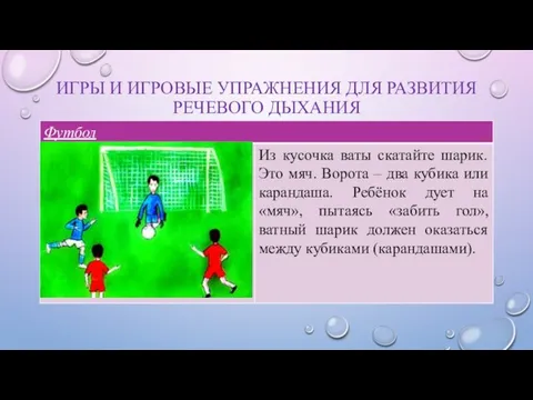 ИГРЫ И ИГРОВЫЕ УПРАЖНЕНИЯ ДЛЯ РАЗВИТИЯ РЕЧЕВОГО ДЫХАНИЯ