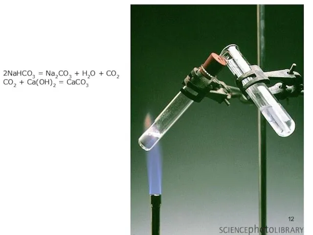 Угольная кислота 2NaHCO3 = Na2CO3 + H2O + CO2 СО2 + Са(ОН)2 = СаСО3