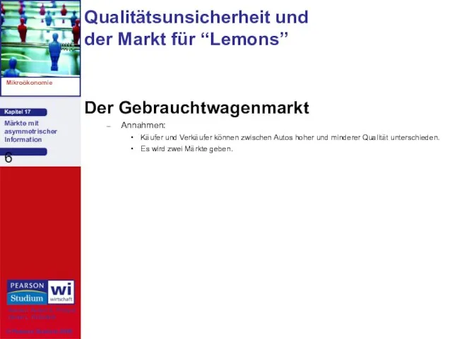 Der Gebrauchtwagenmarkt Annahmen: Käufer und Verkäufer können zwischen Autos hoher und