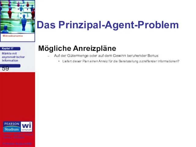 Das Prinzipal-Agent-Problem Mögliche Anreizpläne Auf der Gütermenge oder auf dem Gewinn