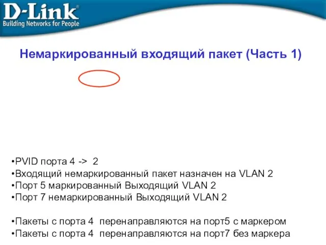 Немаркированный входящий пакет (Часть 1) PVID порта 4 -> 2 Входящий