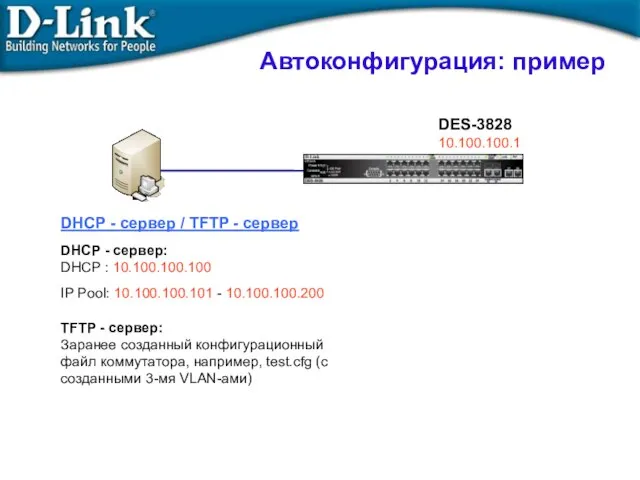 Автоконфигурация: пример DHCP - сервер / TFTP - сервер DHCP -