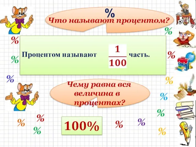 Что называют процентом? % % % % Процентом называют часть. %