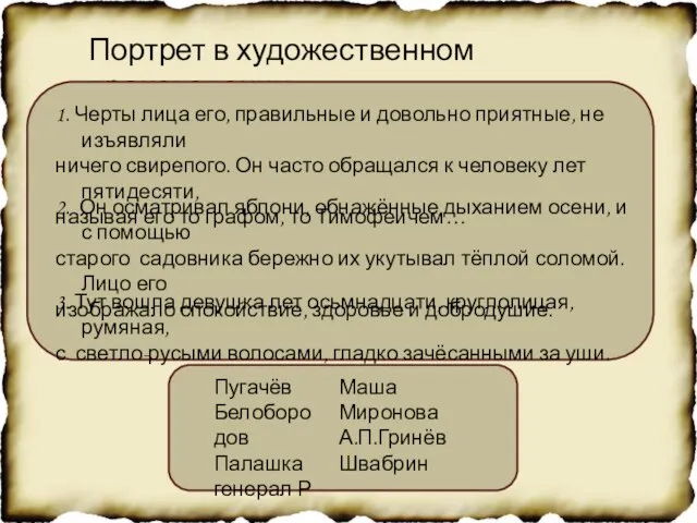 Портрет в художественном произведении 3. Тут вошла девушка лет осьмнадцати, круглолицая,