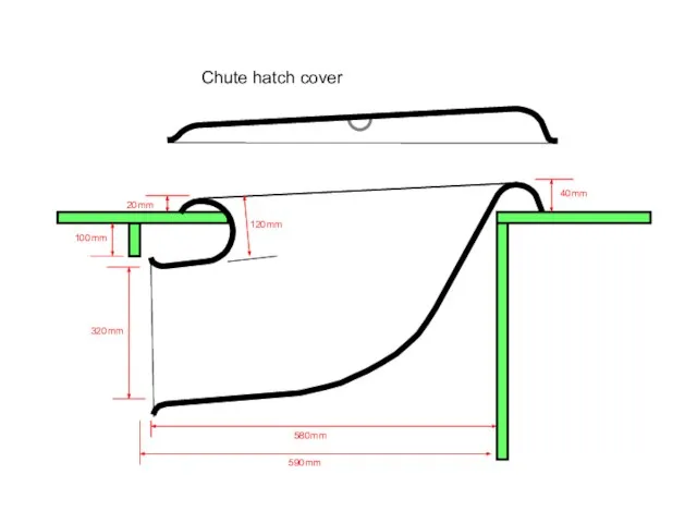 Chute hatch cover 320mm 100mm 120mm 20mm 40mm 590mm 580mm