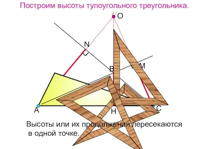 Построим высоты тупоугольного треугольника. А В С Н N М О