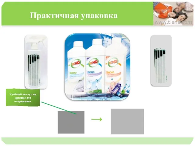 Практичная упаковка www.tiens.com Удобный выступ на крышке для открывания