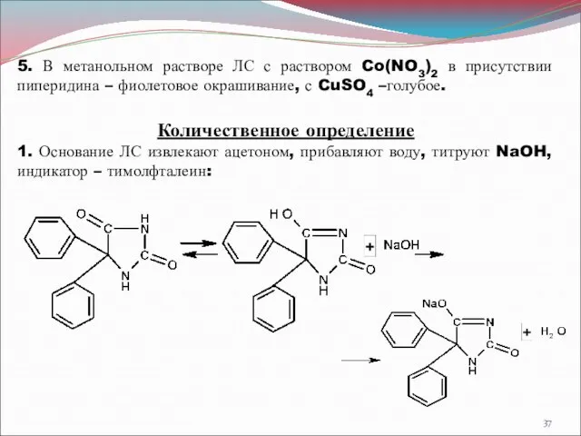 5. В метанольном растворе ЛС с раствором Co(NO3)2 в присутствии пиперидина