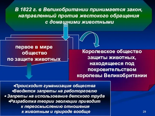 В 1822 г. в Великобритании принимается закон, направленный против жестокого обращения