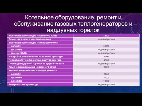 Котельное оборудование: ремонт и обслуживание газовых теплогенераторов и наддувных горелок