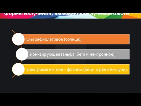 Формы излучения, вызывающие лучевые ожоги