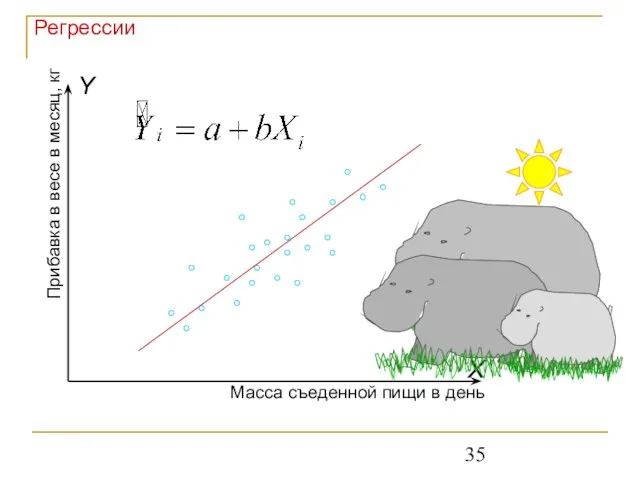 Прибавка в весе в месяц, кг X Y Регрессии Масса съеденной пищи в день