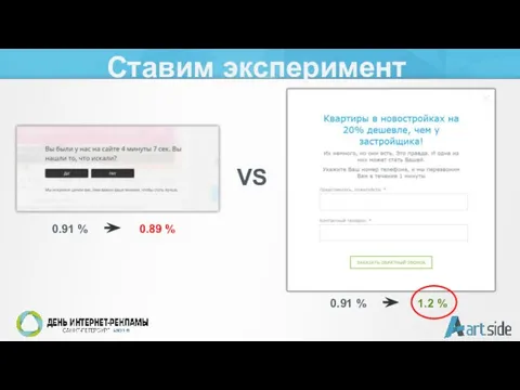 Ставим эксперимент VS 0.91 % 0.89 % 0.91 % 1.2 %