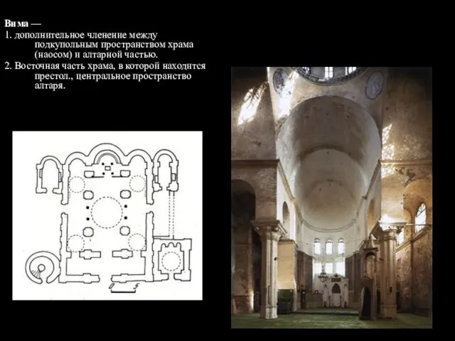 Вима. Вима — 1. дополнительное членение между подкупольным пространством храма (наосом)