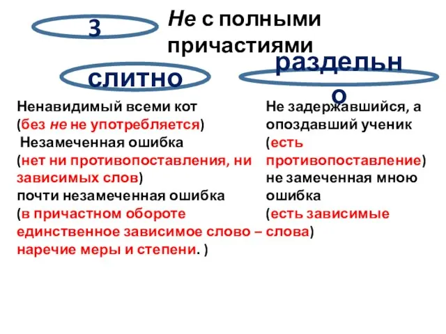 слитно раздельно 3 Не с полными причастиями Ненавидимый всеми кот (без