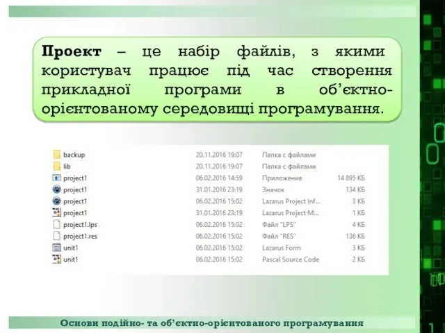 Проект – це набір файлів, з якими користувач працює під час