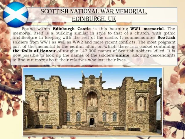 Scottish National War Memorial, Edinburgh, UK Found within Edinburgh Castle is