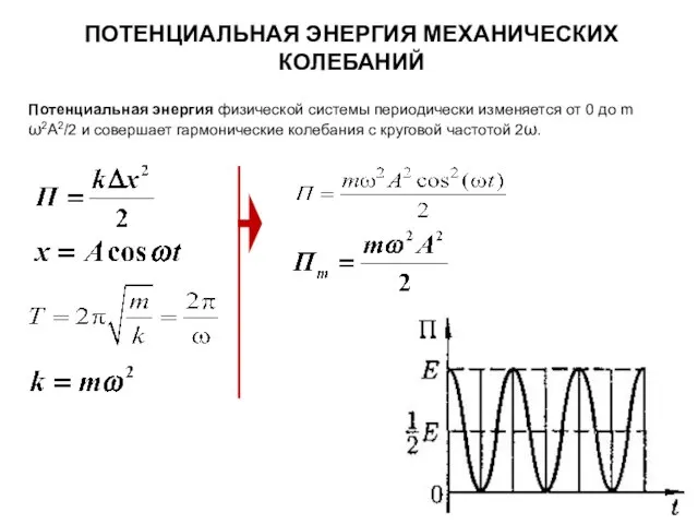 ПОТЕНЦИАЛЬНАЯ ЭНЕРГИЯ МЕХАНИЧЕСКИХ КОЛЕБАНИЙ Потенциальная энергия физической системы периодически изменяется от