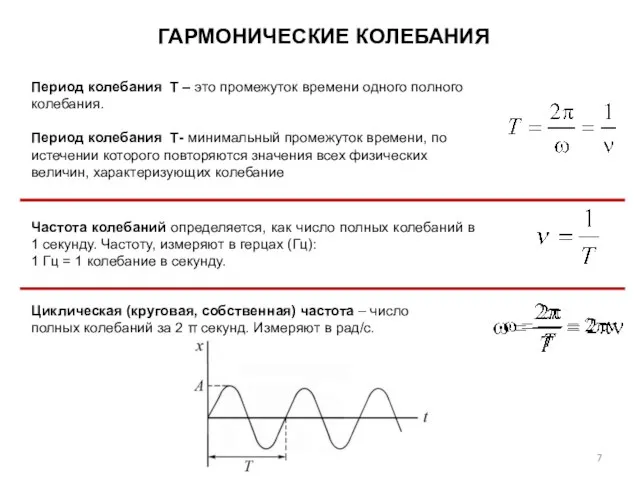 Период колебания Т – это промежуток времени одного полного колебания. Период