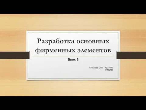 Разработка основных фирменных элементов Блок 3 Князева О.М ГРД-102 УКСАП