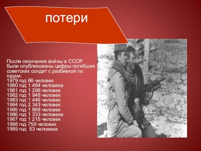 После окончания войны в СССР были опубликованы цифры погибших советских солдат