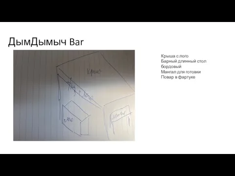 ДымДымыч Bar Крыша с лого Барный длинный стол бордовый Мангал для готовки Повар в фартуке