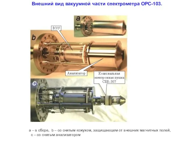 Внешний вид вакуумной части спектрометра ОРС-103. а – в сборе, b