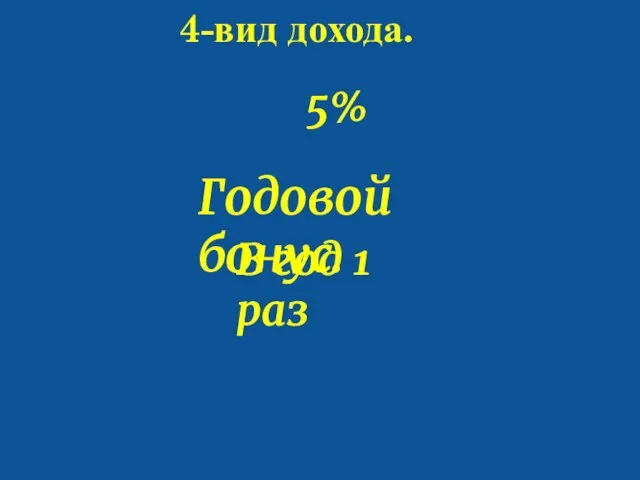 100 4-вид дохода. 5% Годовой бонус. В год 1 раз