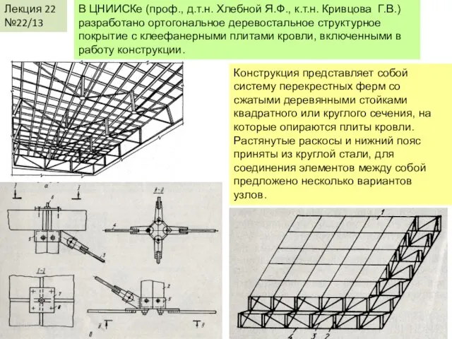 Лекция 22 №22/13 В ЦНИИСКе (проф., д.т.н. Хлебной Я.Ф., к.т.н. Кривцова