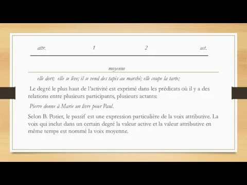 attr. 1 2 act. moyenne elle dort; elle se lève; il