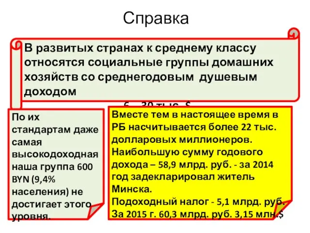 Справка В развитых странах к среднему классу относятся социальные группы домашних