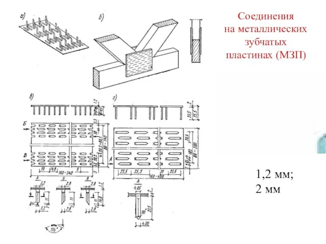 Соединения на металлических зубчатых пластинах (МЗП) 1,2 мм; 2 мм