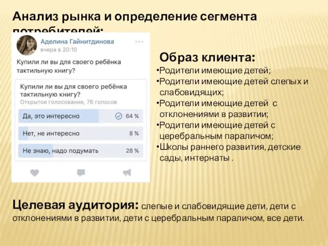 Анализ рынка и определение сегмента потребителей: Целевая аудитория: слепые и слабовидящие