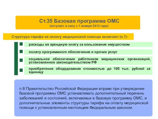 п.8 Правительство Российской Федерации вправе при утверждении базовой программы ОМС устанавливать