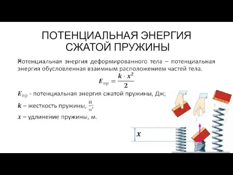 ПОТЕНЦИАЛЬНАЯ ЭНЕРГИЯ СЖАТОЙ ПРУЖИНЫ