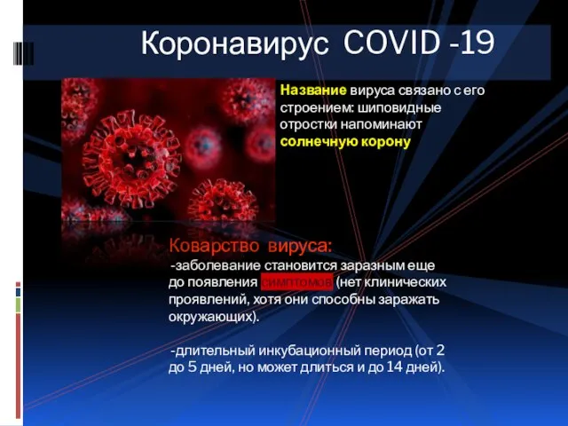 Название вируса связано с его строением: шиповидные отростки напоминают солнечную корону