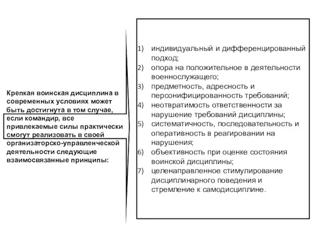 Крепкая воинская дисциплина в современных условиях может быть достигнута в том