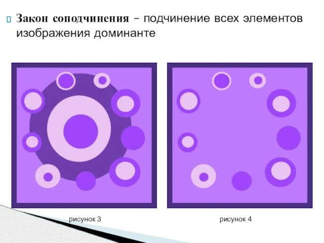 Закон соподчинения – подчинение всех элементов изображения доминанте рисунок 3 рисунок 4