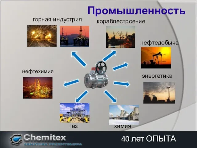 Промышленность нефтехимия горная индустрия кораблестроение нефтедобыча энергетика химия газ 40 лет ОПЫТА