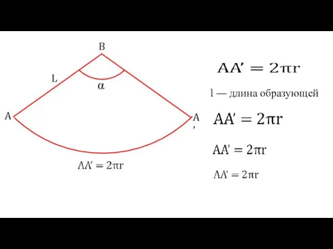 α B A A’ L l — длина образующей