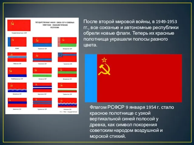 После второй мировой войны, в 1949-1953 гг., все союзные и автономные