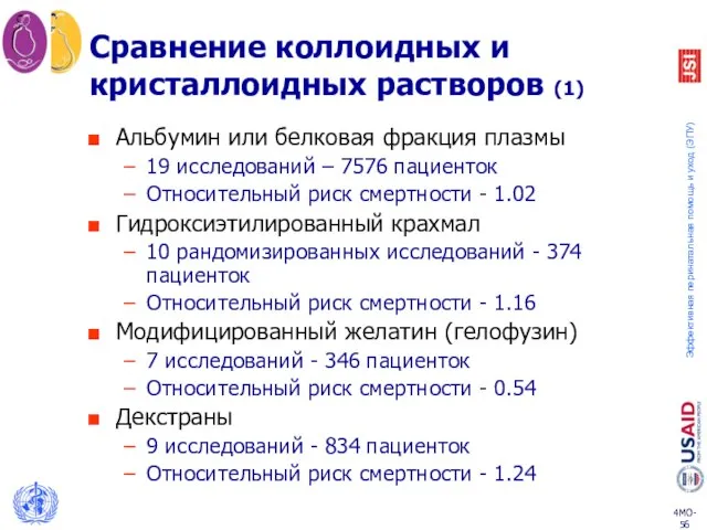 Сравнение коллоидных и кристаллоидных растворов (1) Альбумин или белковая фракция плазмы