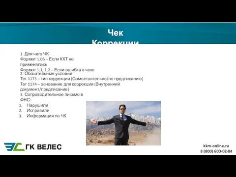 Чек Коррекции 8 (800) 600-02-84 2. Обязательные условия Тег 1173 –